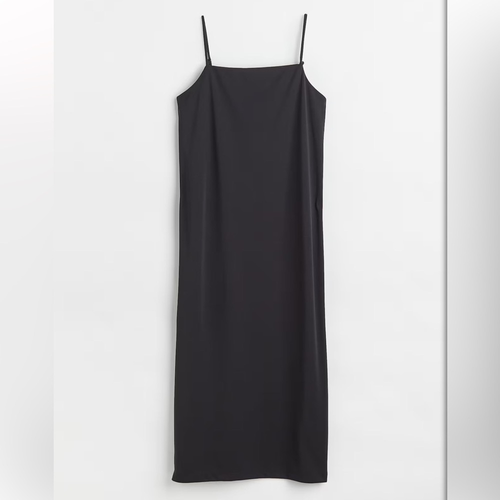 H&M Black Jersey Slip Dress - Size S, Elegant & Minimalist